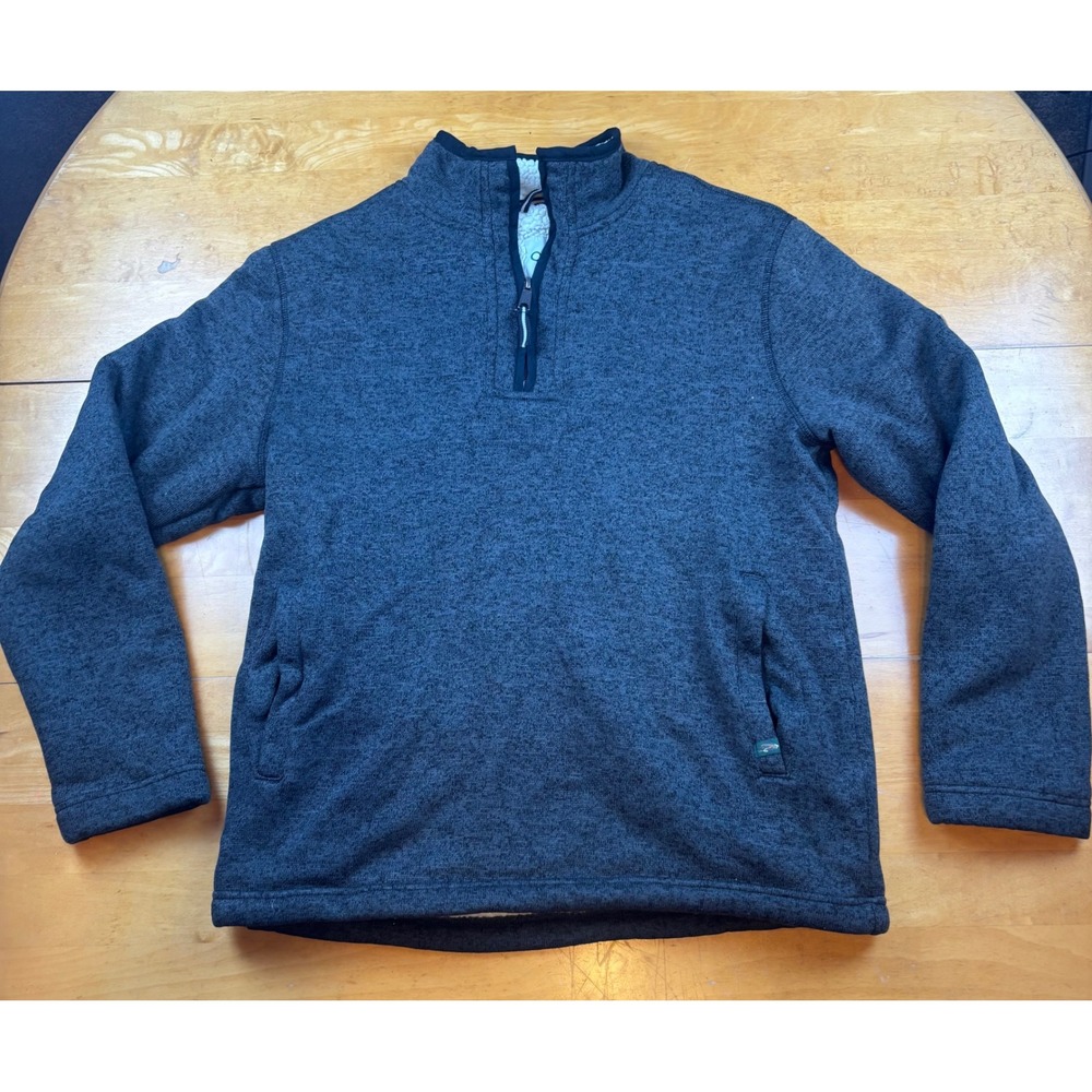 Orvis Mens Charcoal Gray Heather Sherpa Lined Quarter Zip Pullover Sweater Med